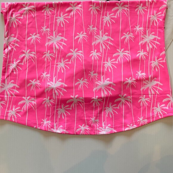 Sunday Swagger Stylin' Women's Sleeveless Polo | Size L | Hot Pink w/ White Palm - Picture 4 of 7